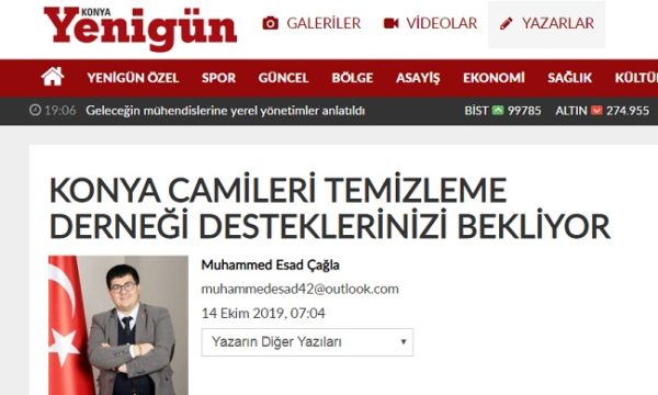Konya Yenigün Gazetesinde Derneğimiz hakkında bir Köşe Yazısı